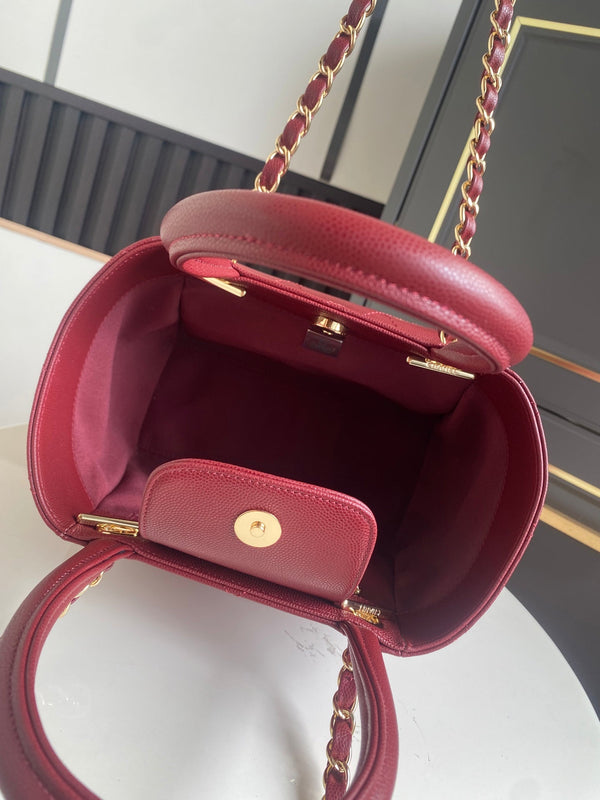 CC Tote Bag 25cm Burgundy Caviar Cowhide