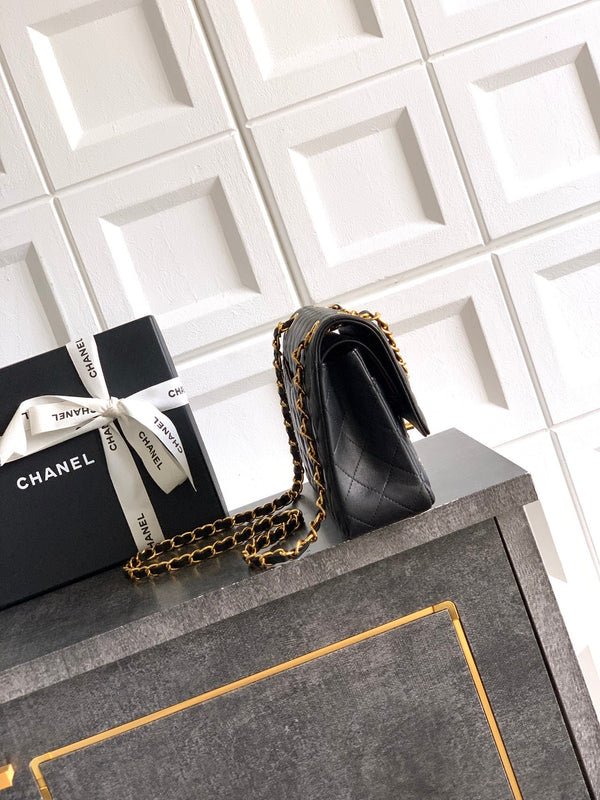 CC Flower Embellished Handbag 25.5cm Black Lambskin