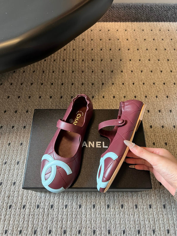CC 26s Coco Beach Mary Jane Flats Burgundy Cowhide