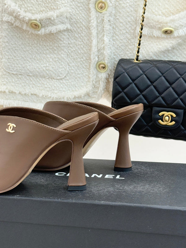 CC 26P Double C Color-Block Square-Toe Mule Slippers Calfskin 841994