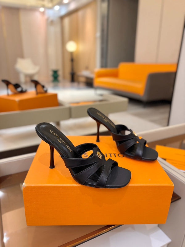 LV Isola Mule 9.5cm Black Calfskin Leather 844388