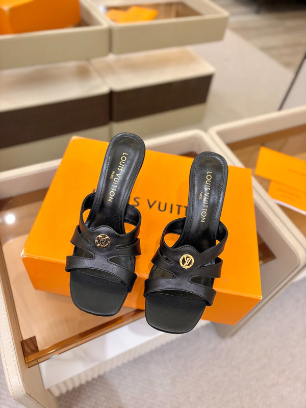 LV Isola Mule 9.5cm Black Calfskin Leather 844388