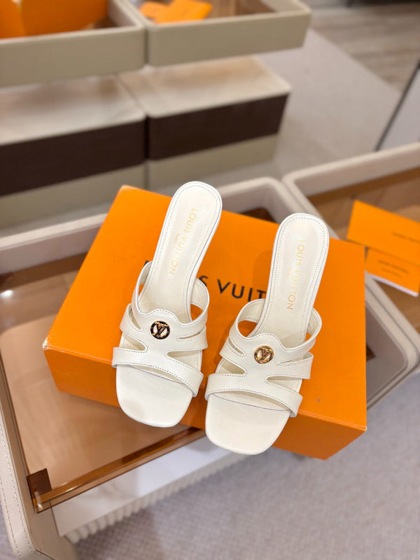 LV Isola Mule 9.5cm White Calfskin Leather 844386