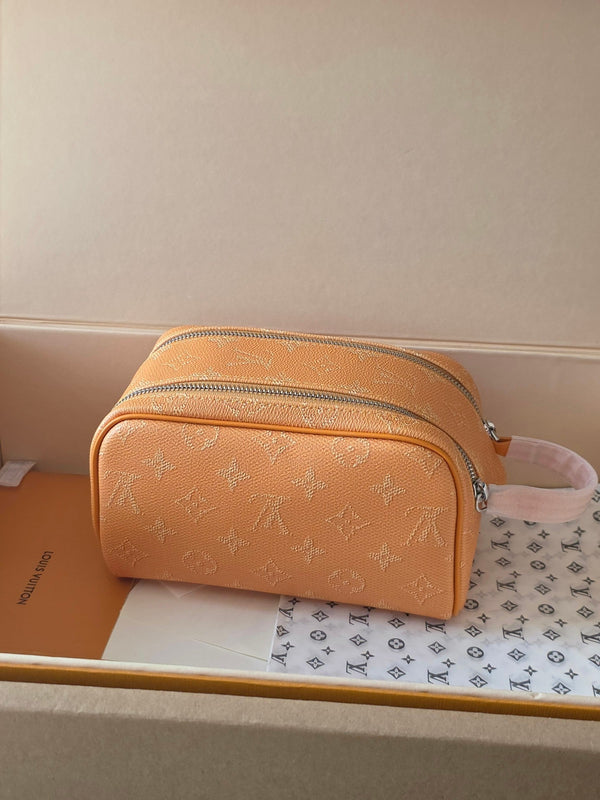 LV Monogram Zip Pouch 20cm Light Orange PVC & Leather Trim 292018