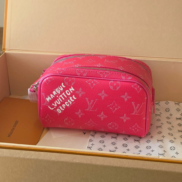 LV Monogram Zip Pouch 20cm Pink PVC & Leather Trim 292017
