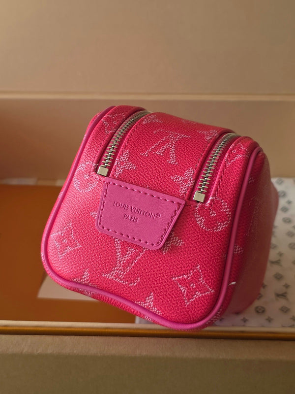 LV Monogram Zip Pouch 20cm Pink PVC & Leather Trim 292017