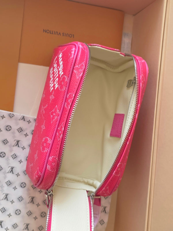 LV Monogram Zip Pouch 20cm Pink PVC & Leather Trim 292017