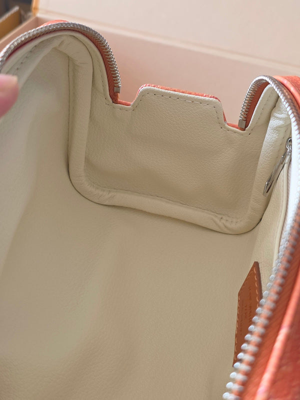 LV Monogram Zip Pouch 20cm Orange PVC & Leather Trim 292016