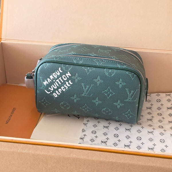 LV Monogram Zip Pouch 20cm Green PVC & Leather Trim 292015