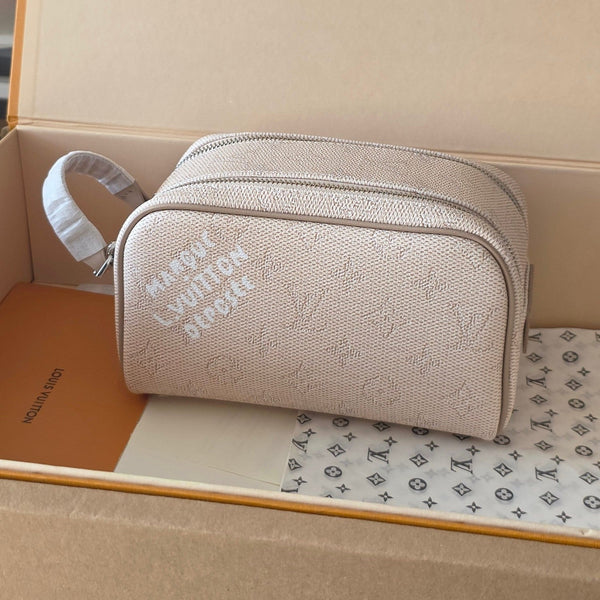 LV Monogram Zip Pouch 20cm Cream PVC & Leather Trim 292014