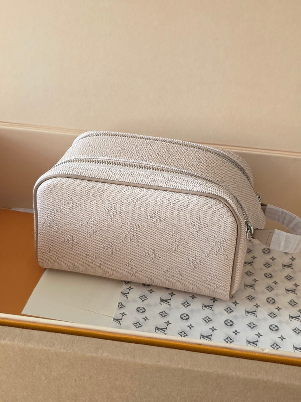 LV Monogram Zip Pouch 20cm Cream PVC & Leather Trim 292014