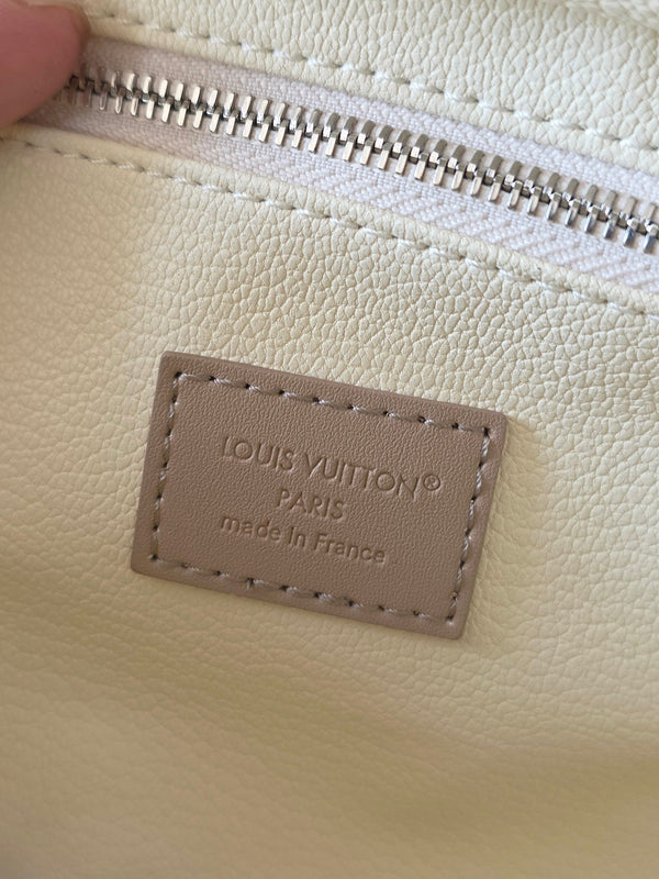 LV Monogram Zip Pouch 20cm Cream PVC & Leather Trim 292014