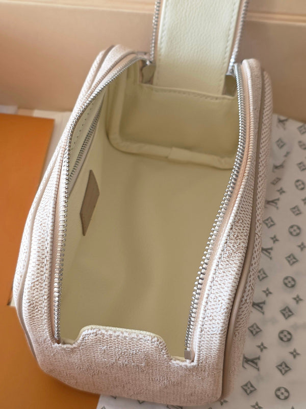 LV Monogram Zip Pouch 20cm Cream PVC & Leather Trim 292014
