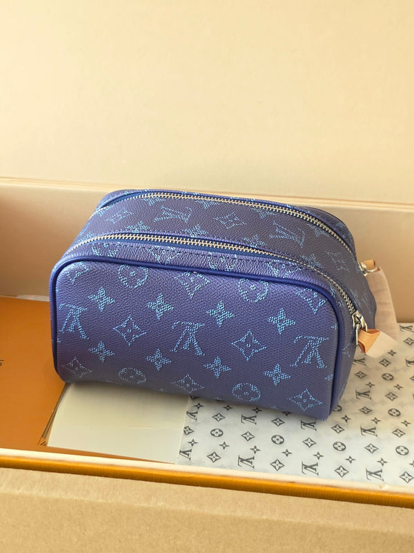 LV Monogram Zip Pouch 20cm Blue PVC & Leather Trim 292013