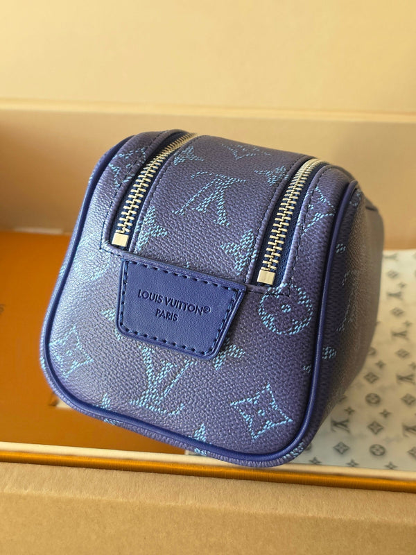 LV Monogram Zip Pouch 20cm Blue PVC & Leather Trim 292013