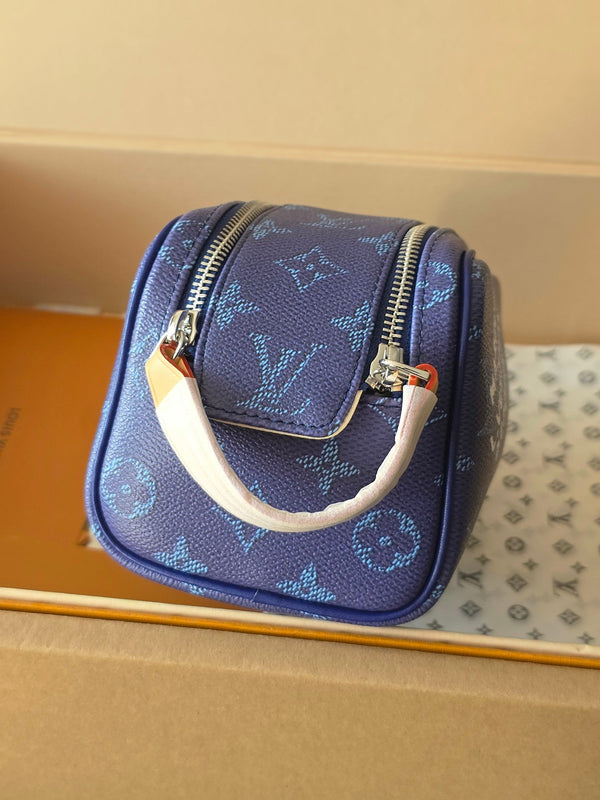LV Monogram Zip Pouch 20cm Blue PVC & Leather Trim 292013