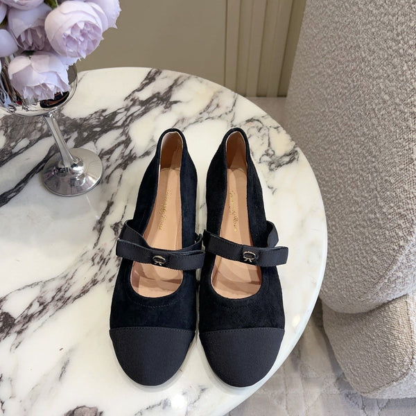GR Mary Jane Flats Black Suede 851885