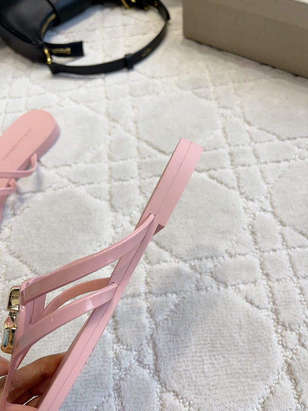 DG Logo Jelly Thong Sandals Pink Rubber 851867