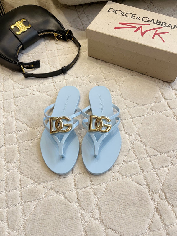 DG Logo Jelly Thong Sandals Blue Rubber 851866