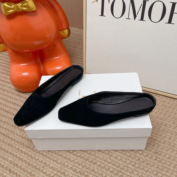 TR June Square Toe Mules Black Suede 856177