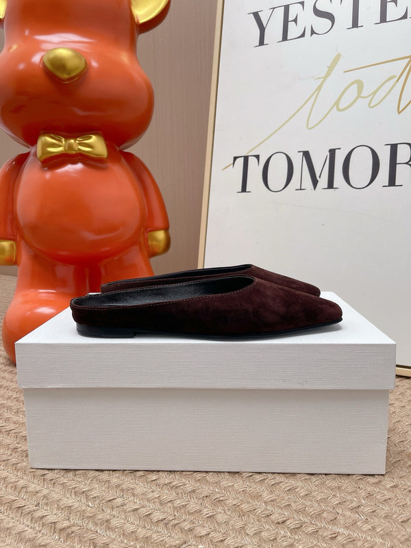 TR June Square Toe Mules Chocolate Suede 856175