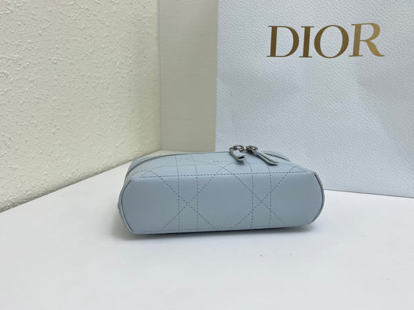 CD Cannage Vanity Chain Bag 19cm Blue Cowhide 158121