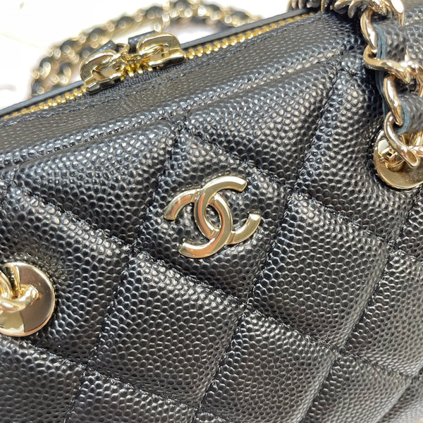 CC 26P Bowling Bag Chain Strap 19.5cn Brown Caviar Cowhide GHW