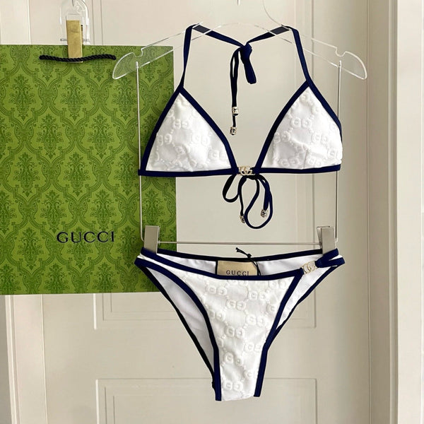 GG Jacquard Two-Piece Bikini Swimsuit White 330770