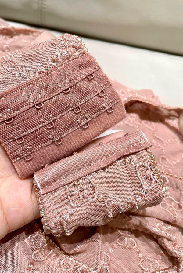 GG Embroidered Logo One-Piece Swimsuit Pale Pink 330782