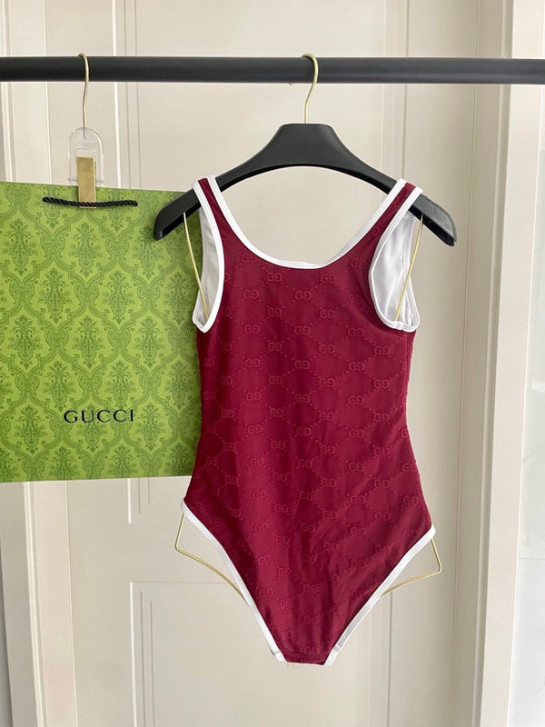 GG Jacquard One-Piece Swimsuit Red 330774
