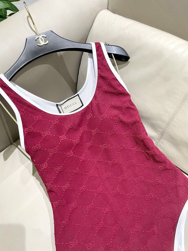 GG Jacquard One-Piece Swimsuit Red 330774