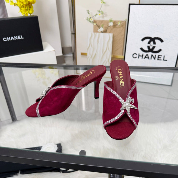 CC Star Brooch Mules Burgundy Cashmere Leather 872821
