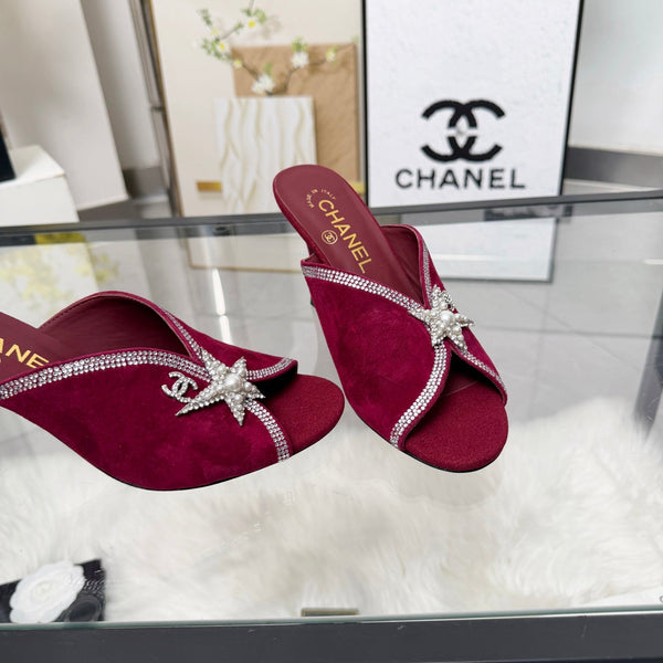 CC Star Brooch Mules Burgundy Cashmere Leather 872821