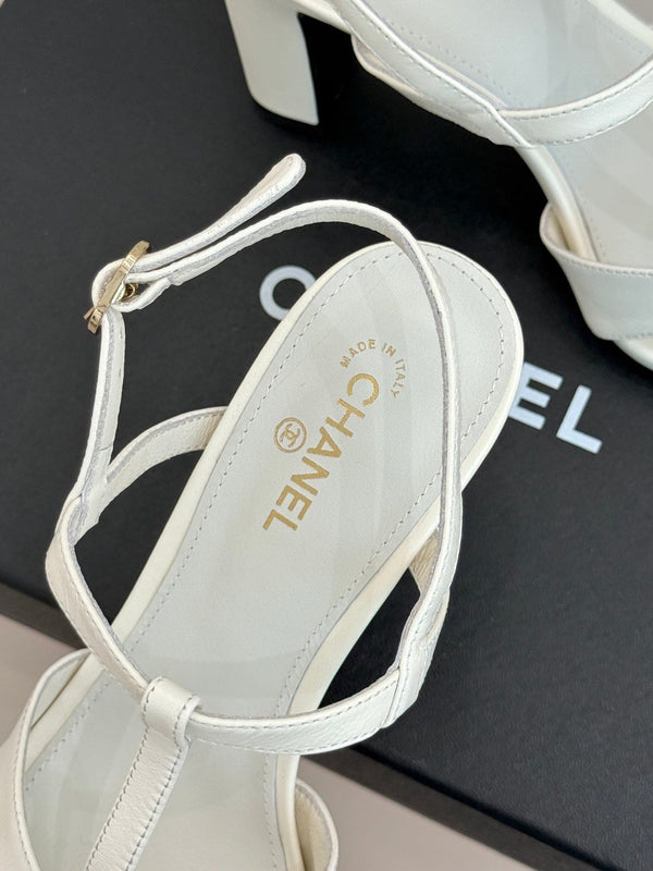 CC 26A Strappy Stiletto Sandals White Leather 878669