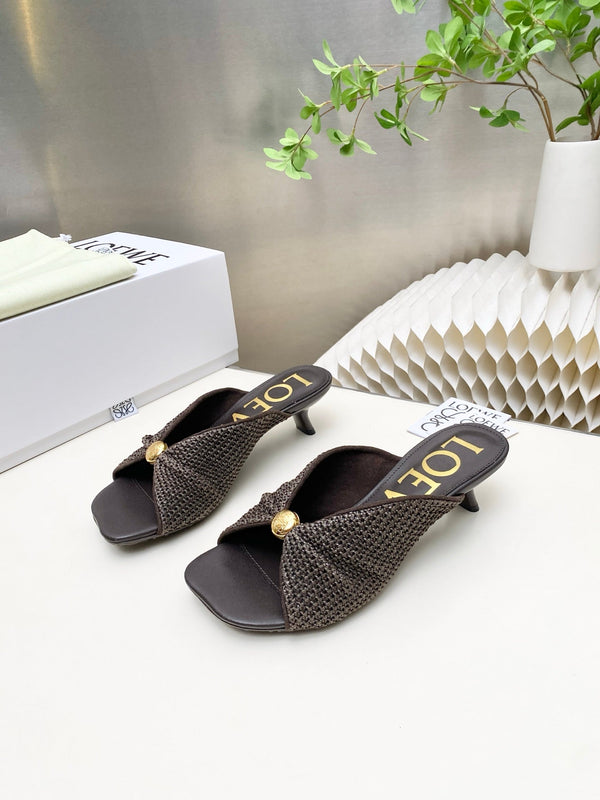 Loew Pebble Soft Sandals Chocolate Lambskin Leather 881363