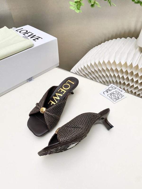 Loew Pebble Soft Sandals Chocolate Lambskin Leather 881363