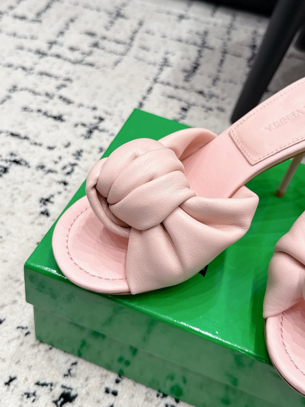 BV Knot Mule Sandals 9cm Pink Lambskin Leather 880935