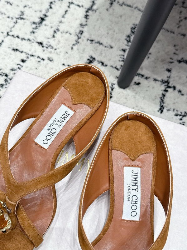 JC Emeri Stone Sandals 3cm Tan Suede Leather 880817