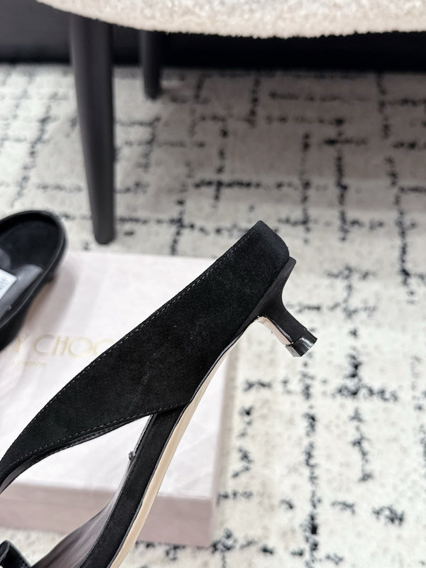JC Emeri Stone Sandals 3cm Black Suede Leather 880816