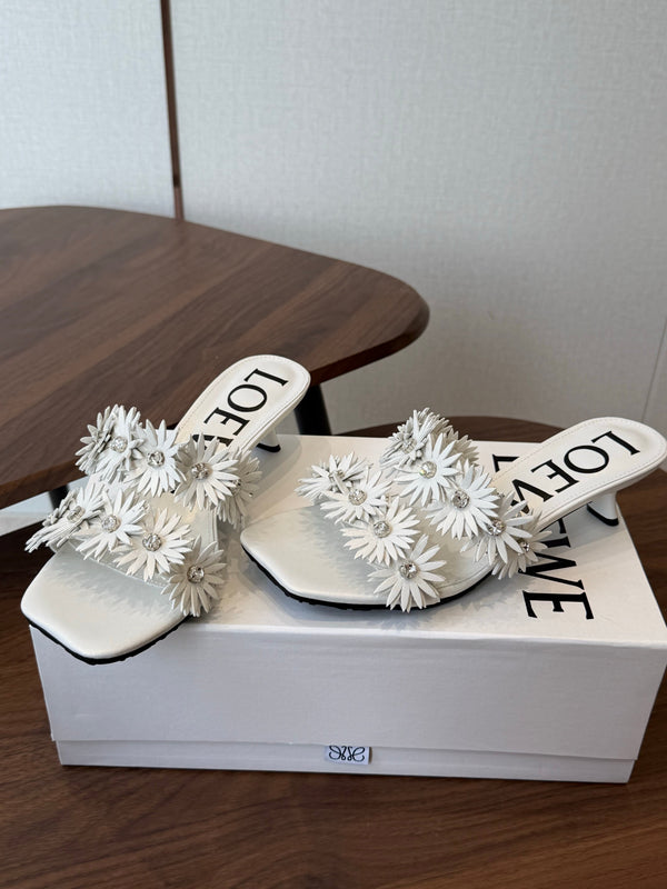 Loew Paula's Ibiza Petal Flower Sandals White Leather 889897