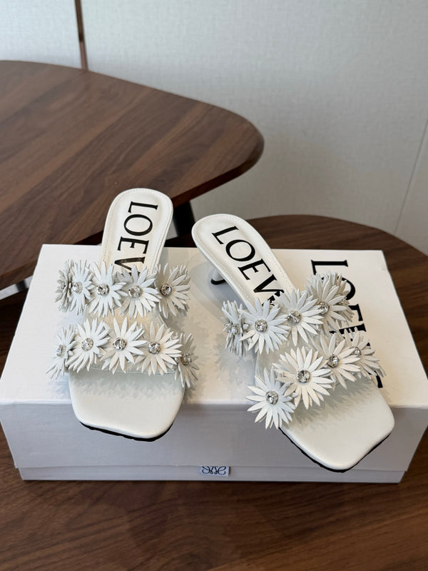 Loew Paula's Ibiza Petal Flower Sandals White Leather 889897
