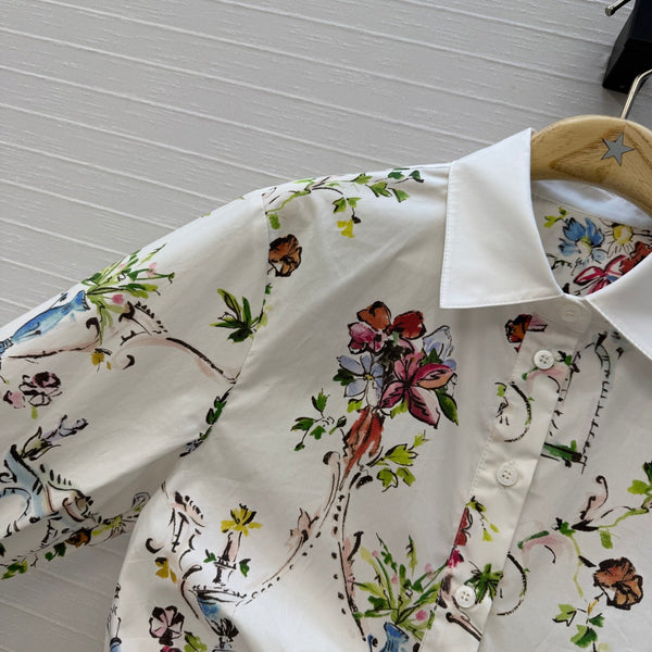 CD Dioriviera Arabesque Tie Blouse White Cotton 401995