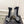 BM Moneta Monogram Knit Boots Black White Custom Knit Fabric 892301