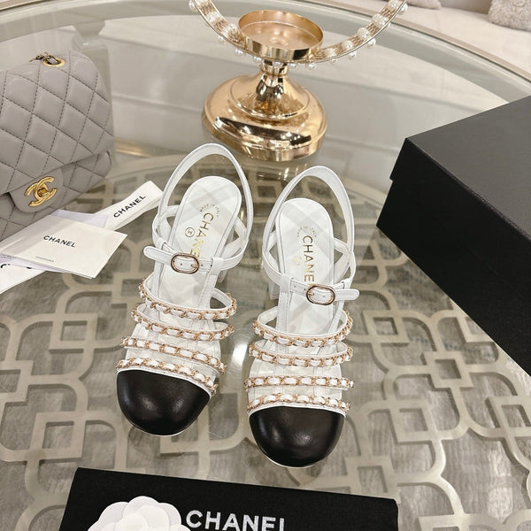 CC Cruise 2025/26 Slingback Sandals White Black Leather 890727