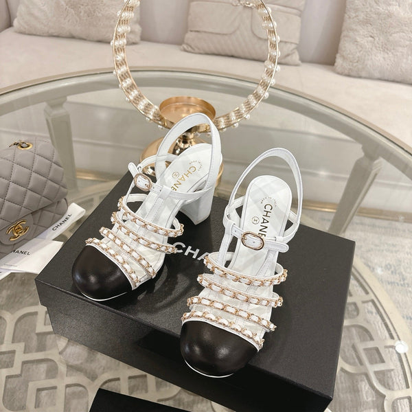 CC Cruise 2025/26 Slingback Sandals White Black Leather 890727