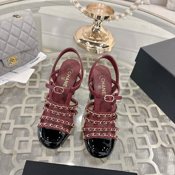 CC Cruise 2025/26 Slingback Sandals Burgundy Black Leather 890726