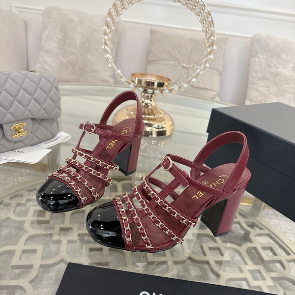 CC Cruise 2025/26 Slingback Sandals Burgundy Black Leather 890726