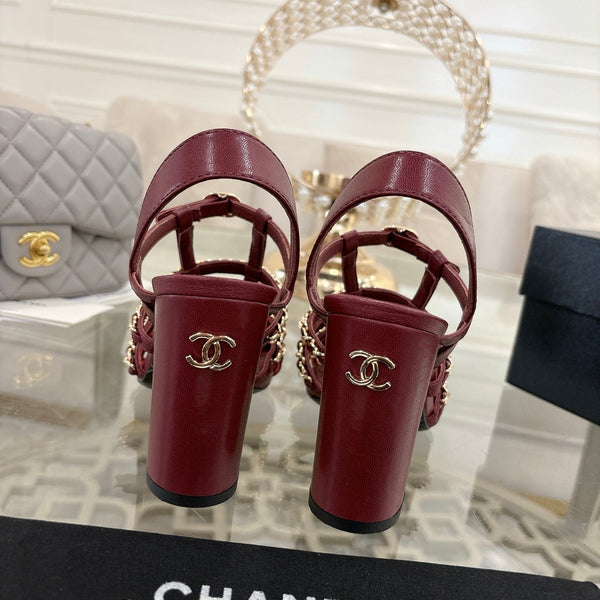 CC Cruise 2025/26 Slingback Sandals Burgundy Black Leather 890726