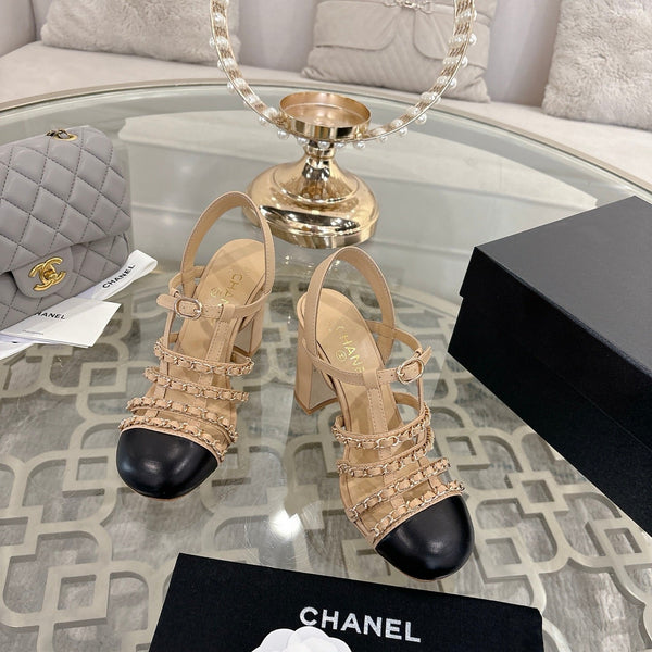 CC Cruise 2025/26 Slingback Sandals Beige Black Leather 890725