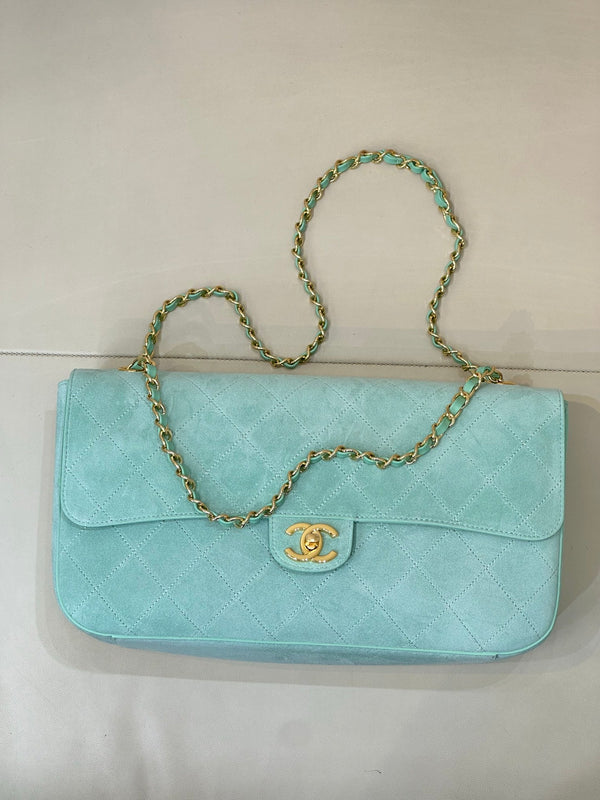 CC 26s Maxi Souplissimo Flap Bag Mint Green Suede
